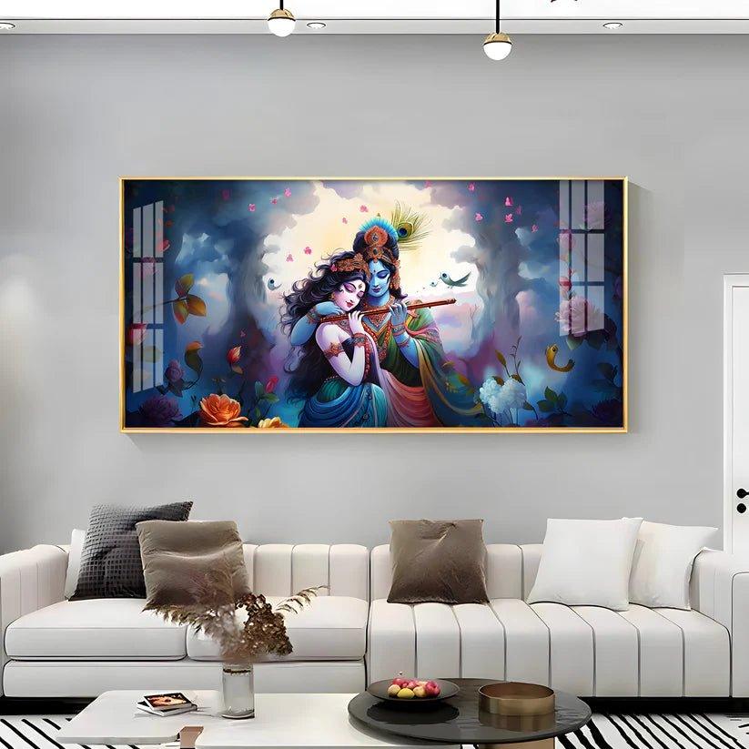 Astounding Love Of Radha Krishna Premium Acrylic Floating Wall Painting - Decor Smart