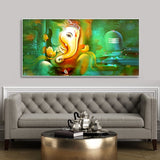 Auspicious Ganesh with Shiva lingam Canvas Wall Painting - Decor Smart