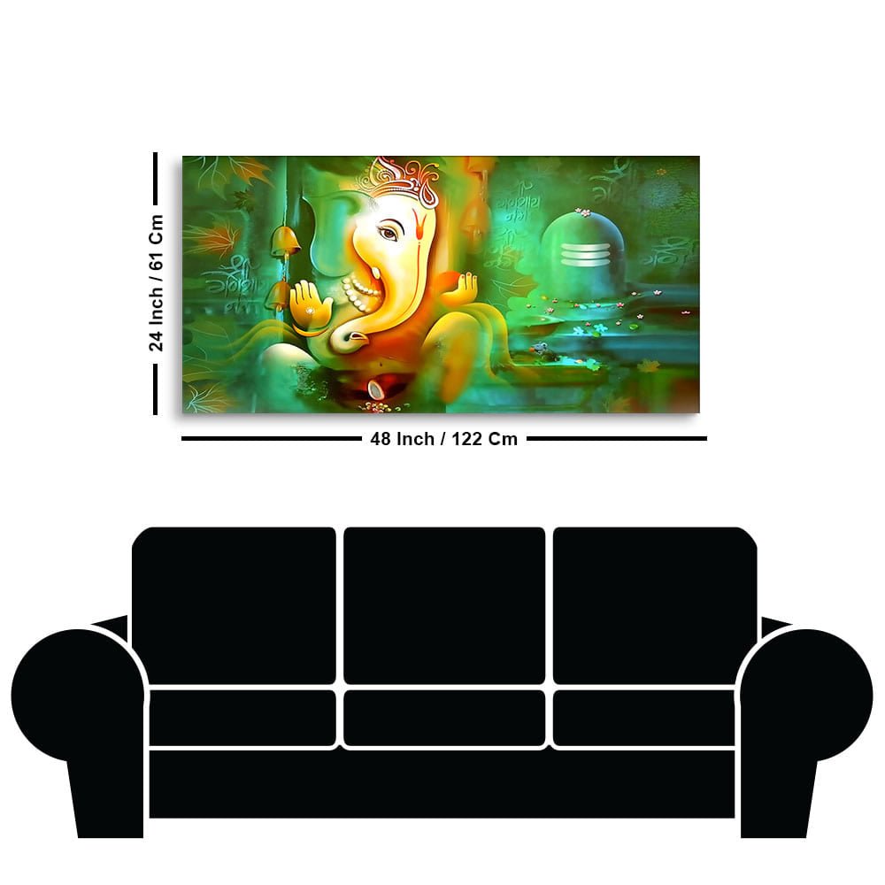 Auspicious Ganesh with Shiva lingam Canvas Wall Painting - Decor Smart