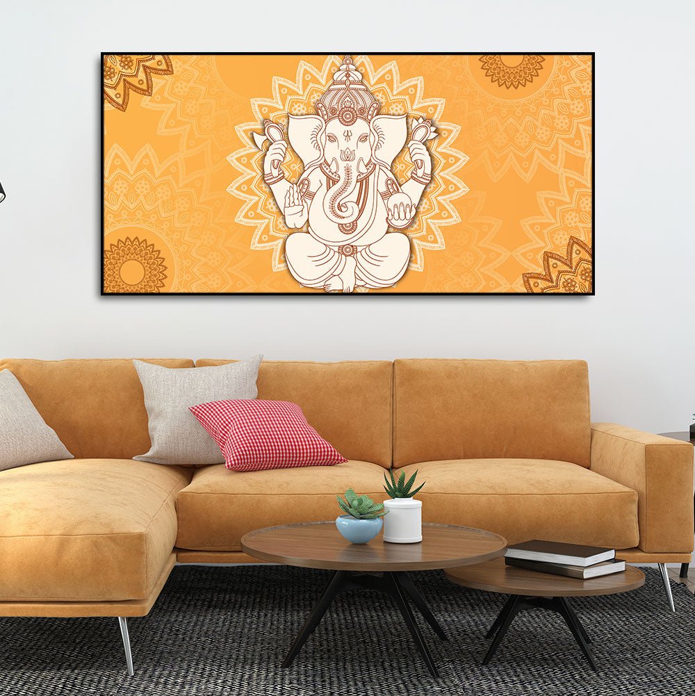 Auspicious Lord Ganesh Canvas Wall Painting - Decor Smart