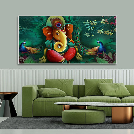 Auspicious Lord Ganesh Premium Canvas Wall Painting - Decor Smart