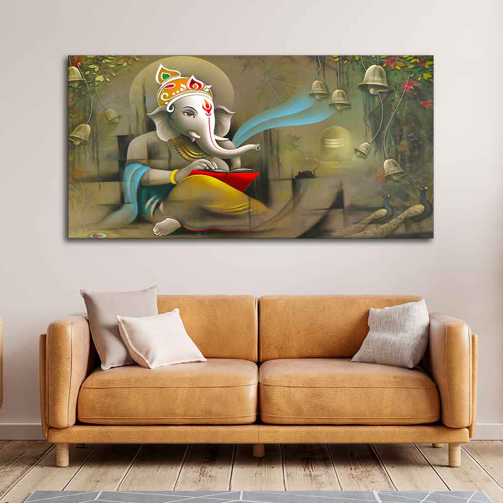 Auspicious Lord Ganpati Ganesha Canvas Wall Painting - Decor Smart