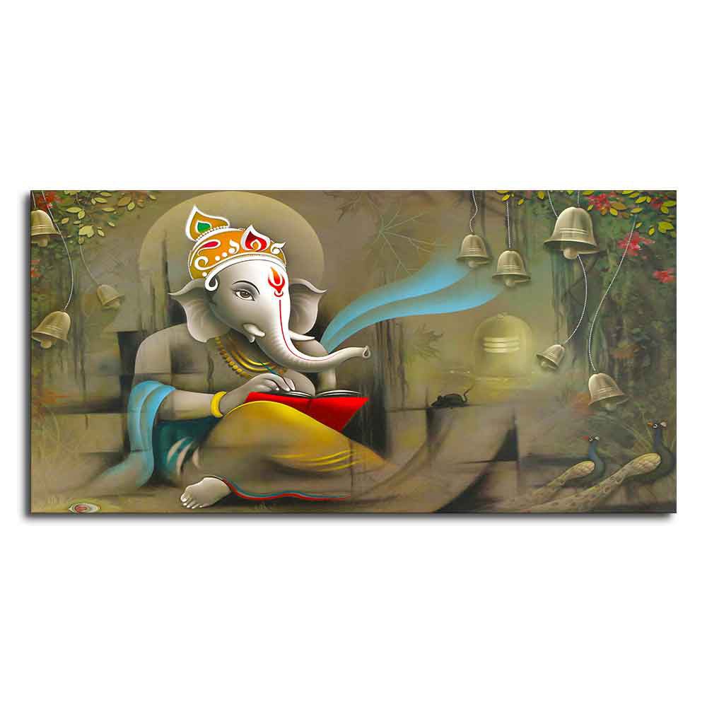 Auspicious Lord Ganpati Ganesha Canvas Wall Painting - Decor Smart