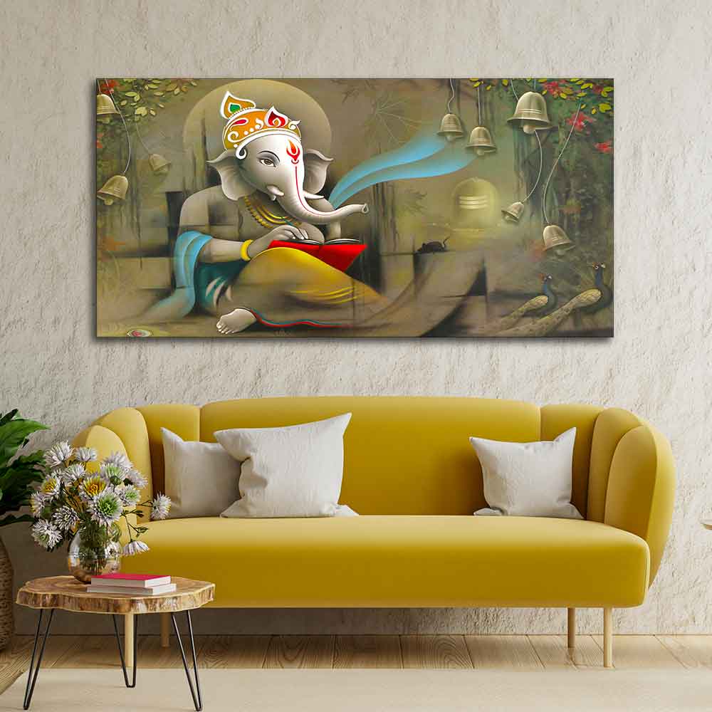 Auspicious Lord Ganpati Ganesha Canvas Wall Painting - Decor Smart