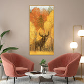 Autumn Foliage with Moose and Fox Canvas Wall Painting - Decor Smart