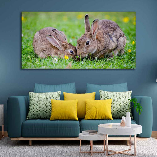 Baby Bunnies in Garden – Cute Canvas Wall Painting - Decor Smart