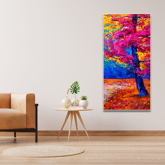 Beautiful Autumn Season Colorful Trees Wall Painting - Decor Smart
