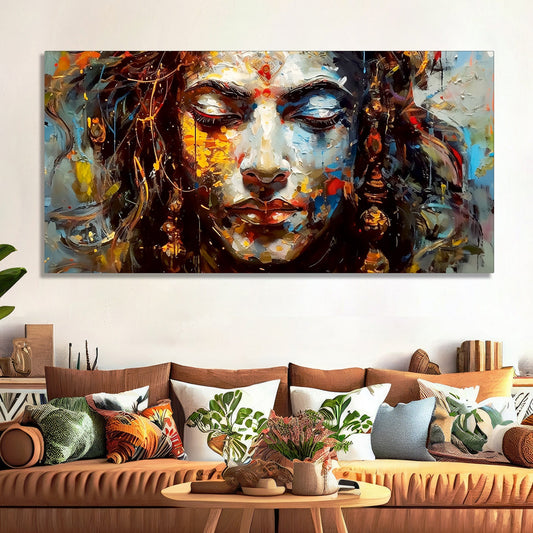 Beautiful Canvas Wall Painting of Artistic Colorful Women Face Art - Decor Smart