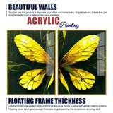 Beautiful Design of Golden Wings Art Acrylic Floating Wall Painting Set Of 2 - Decor Smart