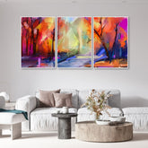 Beautiful Forest of Color Floating Canvas Wall Painting Set of 3 - Decor Smart