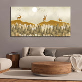 Beautiful Golden Deers Premium Canvas Wall Painting - Decor Smart