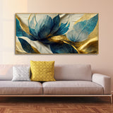 Beautiful Golden Flower and Waves Canvas Wall Painting | Decor Smart