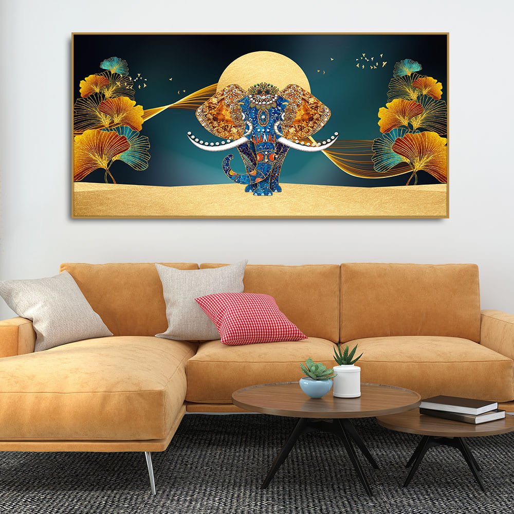 Golden Elegance – Elephant Canvas Painting by Decor Smart