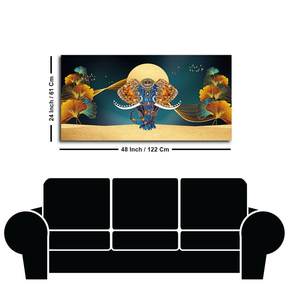 Golden Elegance – Elephant Canvas Painting by Decor Smart