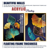 Beautiful Golden Leaves Acrylic Floating Wall Painting Set of 2 - Decor Smart