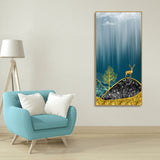 Beautiful Golden Mountains and Deer with Moon Canvas Wall Painting - Decor Smart
