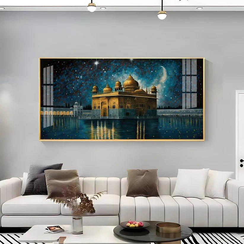 Beautiful Golden Temple with Constellation Premium Acrylic Floating Wall Painting - Decor Smart