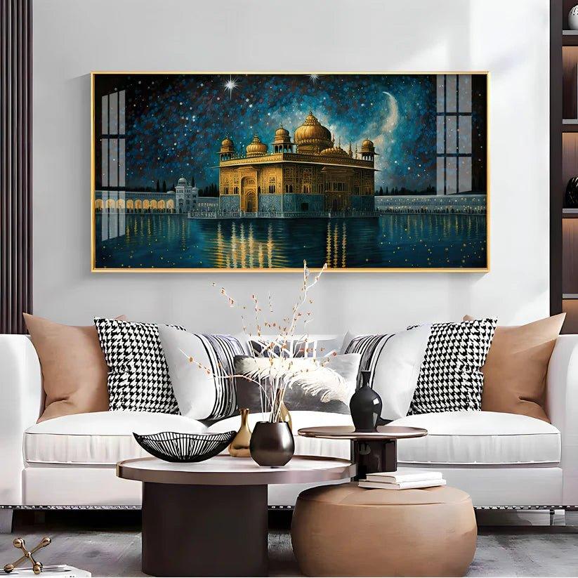 Beautiful Golden Temple with Constellation Premium Acrylic Floating Wall Painting - Decor Smart