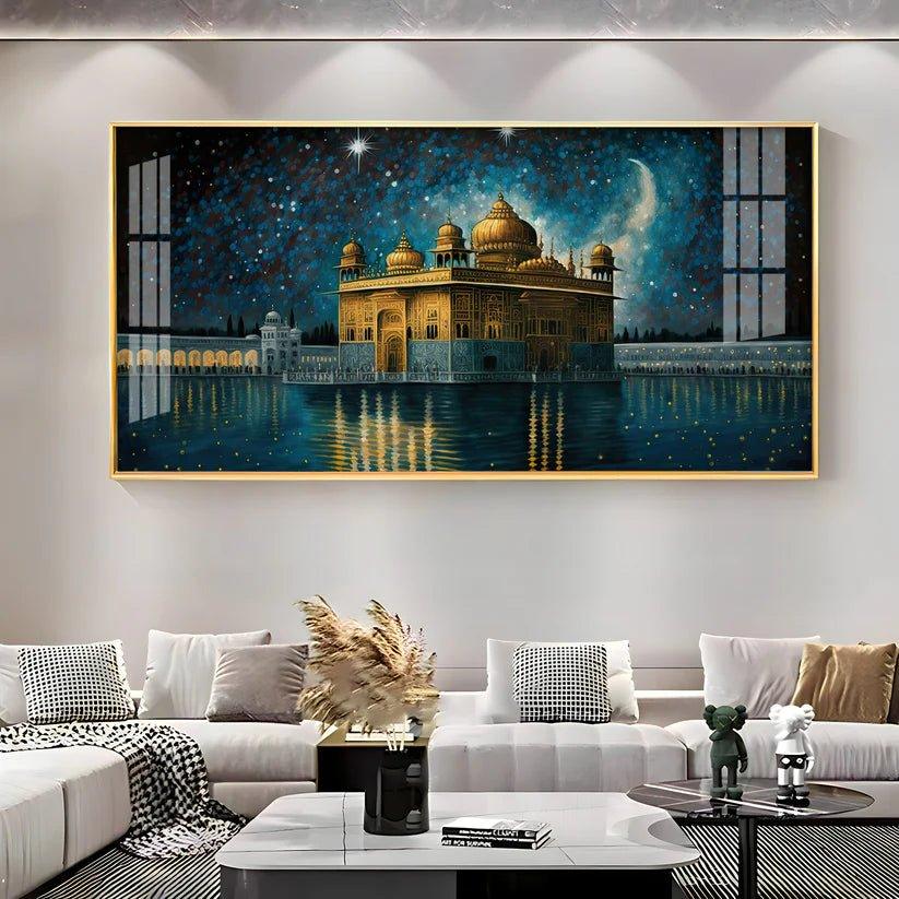 Beautiful Golden Temple with Constellation Premium Acrylic Floating Wall Painting - Decor Smart