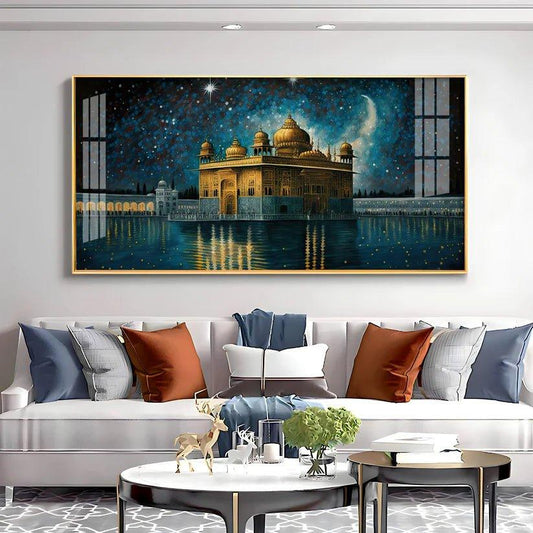 Beautiful Golden Temple with Constellation Premium Acrylic Floating Wall Painting - Decor Smart
