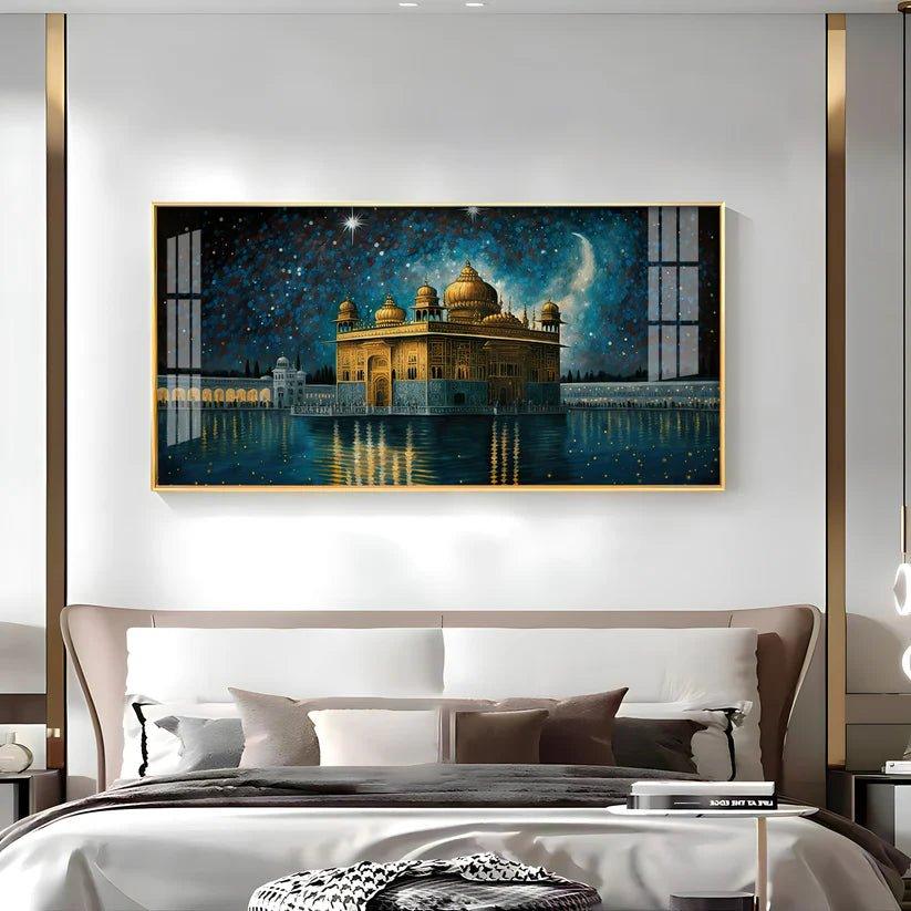 Beautiful Golden Temple with Constellation Premium Acrylic Floating Wall Painting - Decor Smart