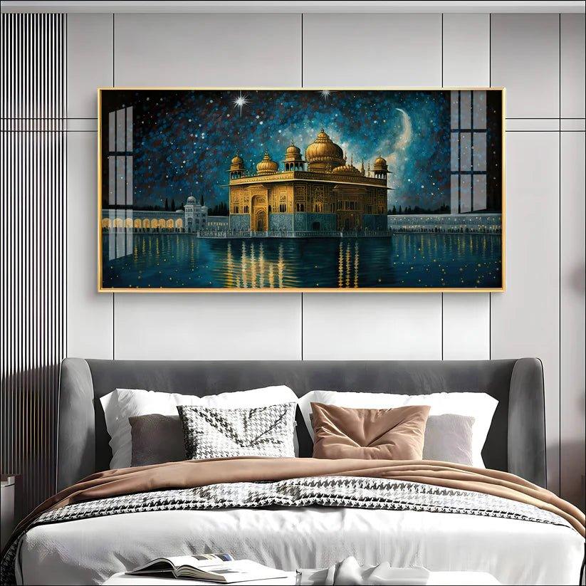 Beautiful Golden Temple with Constellation Premium Acrylic Floating Wall Painting - Decor Smart