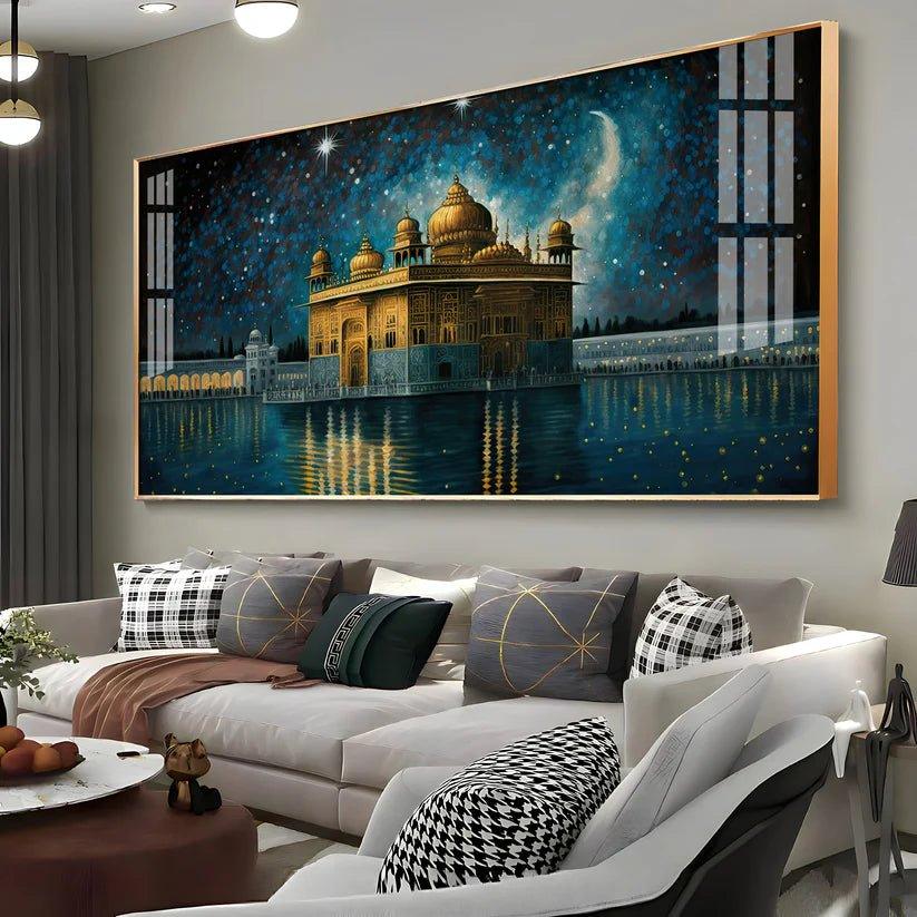 Beautiful Golden Temple with Constellation Premium Acrylic Floating Wall Painting - Decor Smart