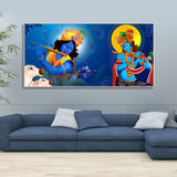 Beautiful Lord Krishna Playing with Flute Premium Canvas Wall Painting - Decor Smart