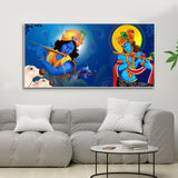 Beautiful Lord Krishna Playing with Flute Premium Canvas Wall Painting - Decor Smart