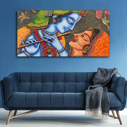 Beautiful Lord Radha Krishna Canvas Big Wall Painting Wall Art - Decor Smart
