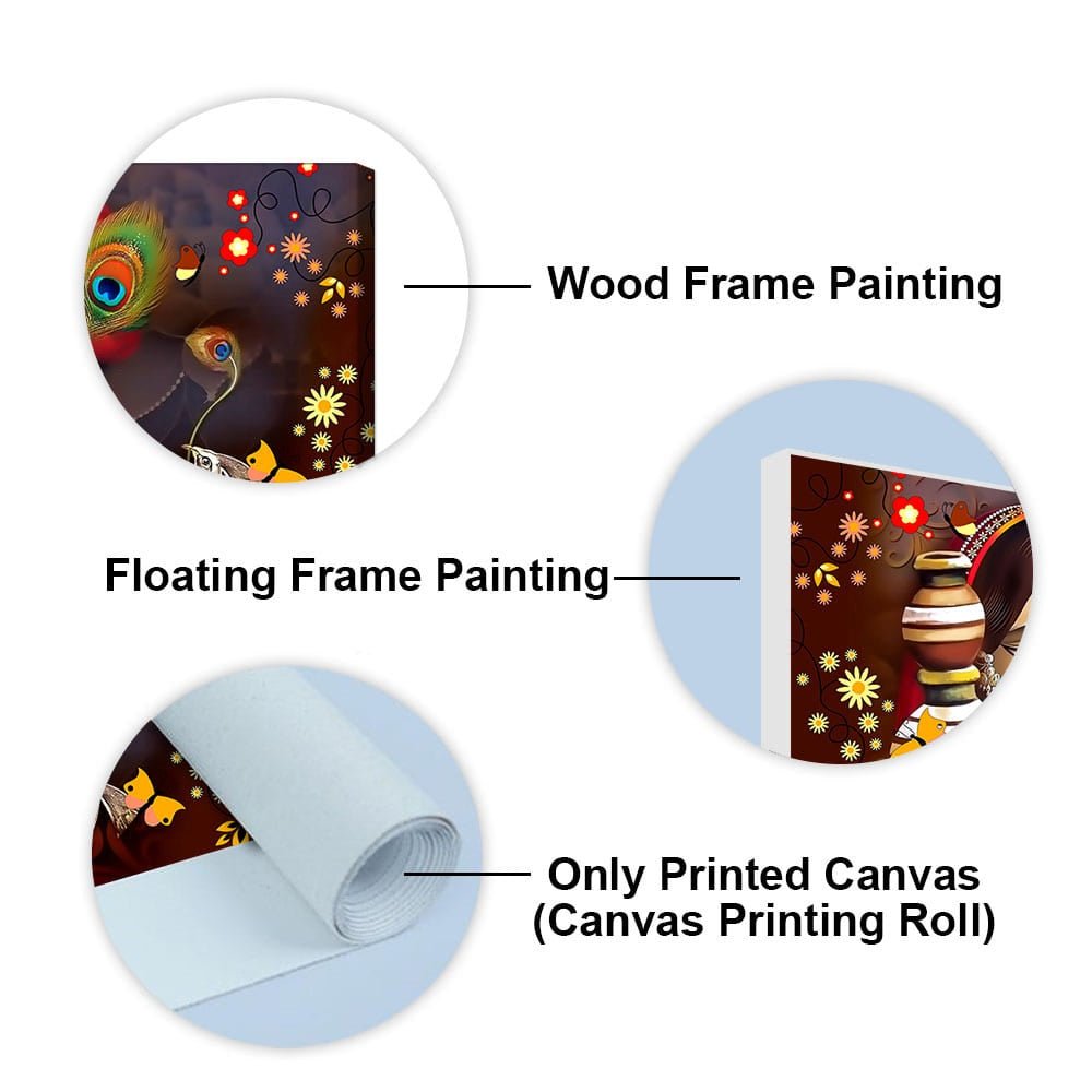 Beautiful Lord Radha Krishna with Flute Canvas Wall Painting - Decor Smart