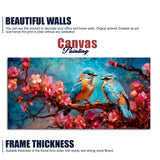 Beautiful Love Birds on a Branch with Pink Flowers – Canvas Art by Decor Smart
