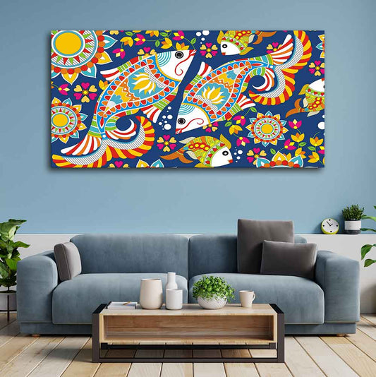 Beautiful Madhubani Art Canvas Wall Painting - Decor Smart