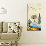 Beautiful Mountain Landscape with Trees and Birds Canvas Wall painting - Decor Smart
