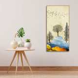 Beautiful Mountain Landscape with Trees and Birds Canvas Wall painting - Decor Smart