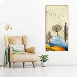 Beautiful Mountain Landscape with Trees and Birds Canvas Wall painting - Decor Smart