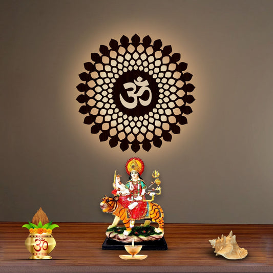 Beautiful OM Mandala Backlit with LED Wooden Wall Hanging - Decor Smart