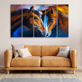 Beautiful Pair of Horses Five Pieces Wall Painting - Decor Smart