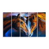 Beautiful Pair of Horses Five Pieces Wall Painting - Decor Smart