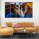 Beautiful Pair of Horses Five Pieces Wall Painting - Decor Smart