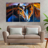 Beautiful Pair of Horses Five Pieces Wall Painting - Decor Smart