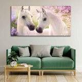 Beautiful Pair of White Horses Premium Wall Painting - Decor Smart
