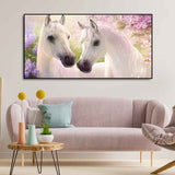 Beautiful Pair of White Horses Premium Wall Painting - Decor Smart