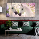 Beautiful Pair of White Horses Premium Wall Painting - Decor Smart