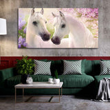 Beautiful Pair of White Horses Premium Wall Painting - Decor Smart