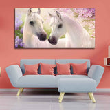 Beautiful Pair of White Horses Premium Wall Painting - Decor Smart