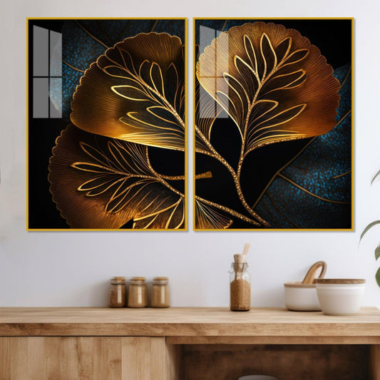 Beautiful Plant Acrylic Floating Wall Painting Set of 2 - Decor Smart