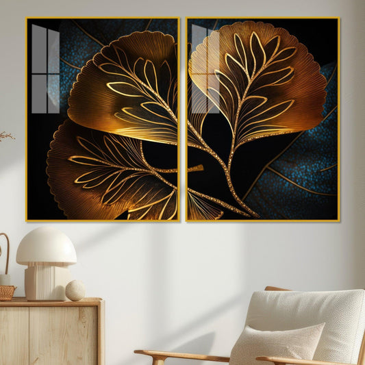 Beautiful Plant Acrylic Floating Wall Painting Set of 2 - Decor Smart