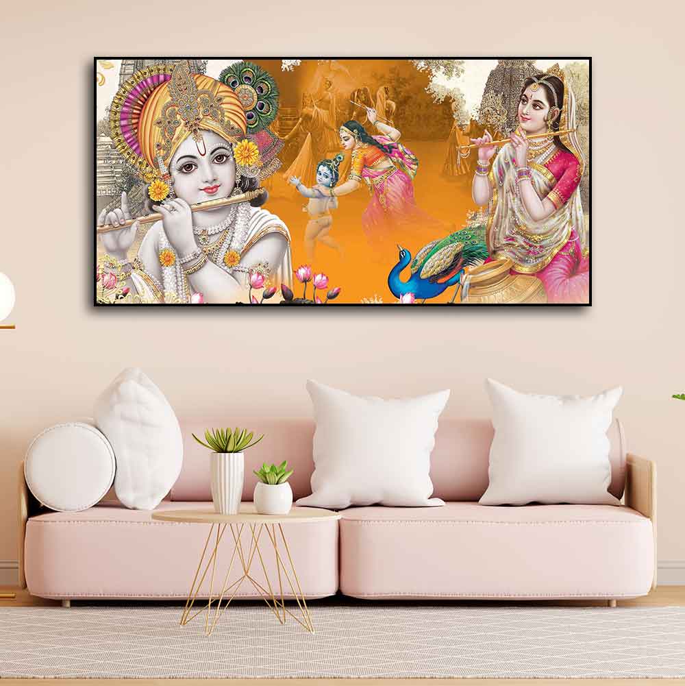 Beautiful Radha Krishna Canvas Big Wall Painting Wall Art - Decor Smart