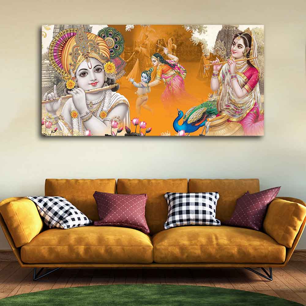 Beautiful Radha Krishna Canvas Big Wall Painting Wall Art - Decor Smart